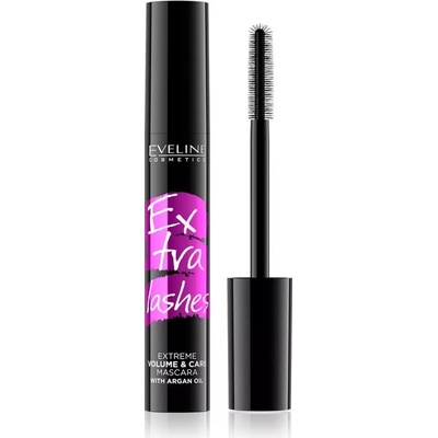 Eveline Extra Lashes Extreme Volume & Care Mascara Black riasenka pre predĺženie rias a objem 10 ml
