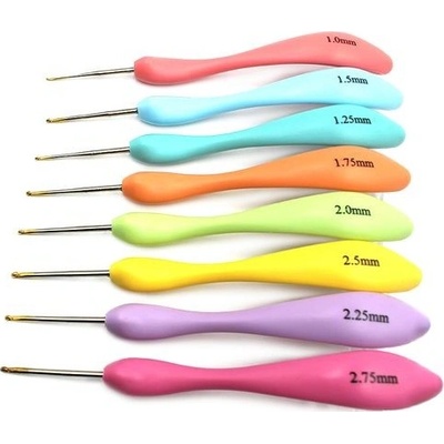 Háčky 1 - 2,75 mm ergonomická rukojeť sada (8ks)