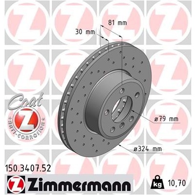 ZIMMERMANN Brzdový kotúč 150340752