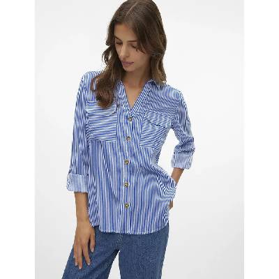 Риза с дълъг ръкав Vero moda Bumpy New long sleeve shirt - Blue (Surf The Web / Stripes Snow White)