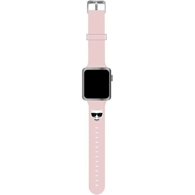 Karl Lagerfeld Силиконова каишка Karl Lagerfeld KLAWLSLCP за Apple Watch 42/44/45mm розов / розов, Silicone Choupette Heads (KXG0036940)