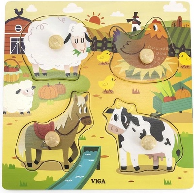 Viga Toys puzzle s kolíky Farma