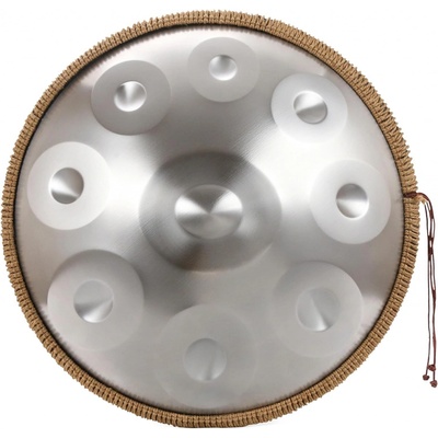 Handpan hudební nástroj D moll 432 Hertz 9 not 22 palců 55 cm Meiqi hang drum instrument stříbrná barva – Sleviste.cz