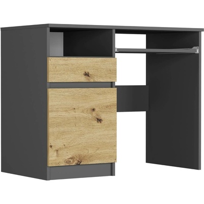Framire Psací stůl z dřeva pro notebook a tiskárnu, levý N35L 50 x 96 cm Antracit mix artisan