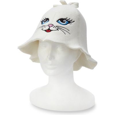 Wooline Čepice Kočka modrooká s očkem krémová – Zboží Dáma