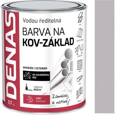 DENAS NA KOV-ZÁKLAD antikorozní barva na kov, 0110 šedá, 700 g