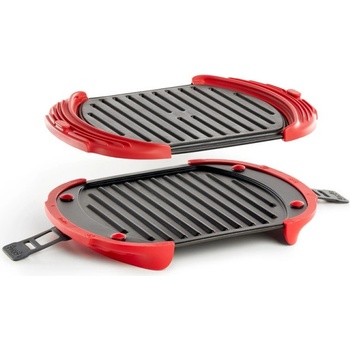 Lékué Съд за гриловане в микровълнова Lekue 1009082, 27x20.7. 8x4.4 см, Платинен силикон, Стомана с незалепващо покритие, От 0 до +240C, Червен (1009082)