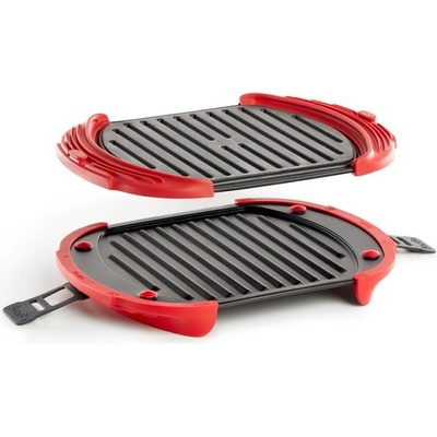 Lékué Съд за гриловане в микровълнова Lekue 1009082, 27x20.7. 8x4.4 см, Платинен силикон, Стомана с незалепващо покритие, От 0 до +240C, Червен (1009082)