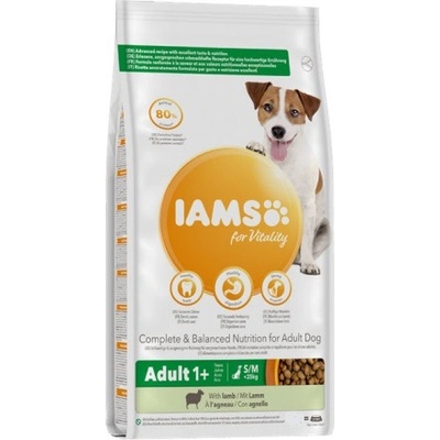 Iams Dog Small/Medium - Пълноценна суха храна за израснали кучета от дребни и средни породи с агнешко месо, 12 кг