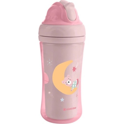 KikkaBoo hrnček so silikón slamkou 220ml Moony me pink