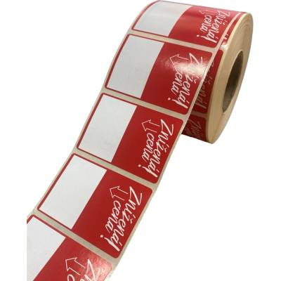 Plastová Etiketa 60 mm x 40 mm, Pololesklý papier, Biela, Potlač, Dutinka 40 mm, 1000 ks/kotúč, Odlepiteľné lepidlo