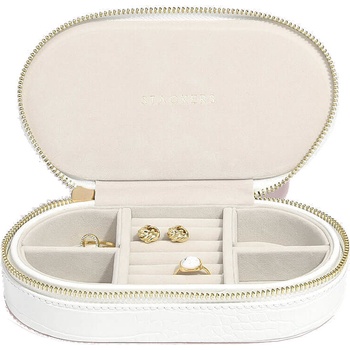 Stackers Кутия за бижута за пътуване Travel Croc овална бяла (74346)