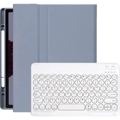 Калъф с клавиатура с кръгли клавиши и място за Apple Pencil за iPad 9, 7" (2017/2018) / Air 1 / 2 / Pro 9, 7" - синьо-сив (69715)