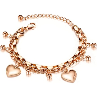 Steel Edge náramok z chirurgickej ocele srdca SEGS1038 Rose gold