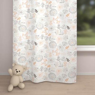 Biante Detský bavlnený záves Sandra SA-526 Hnedé vlčie maky na bielom 150x220 cm