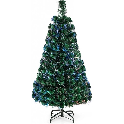 COSTWAY 90cm umělý vánoční stromek s optickými vlákny a měničem barev Jedle s PVC jehlicemi zelená
