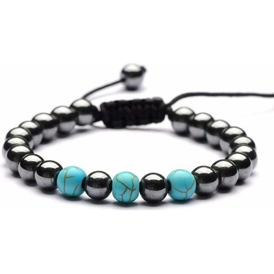 NAKY Stahovací náramek Hematit & Tyrkys N2420