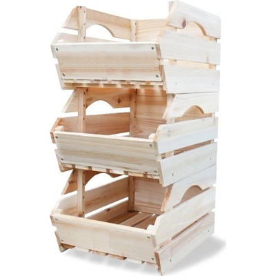 Fortel Dřevěné bedny na ovoce 3 ks 27 x 38 x 20 cm, přírodní dřevo