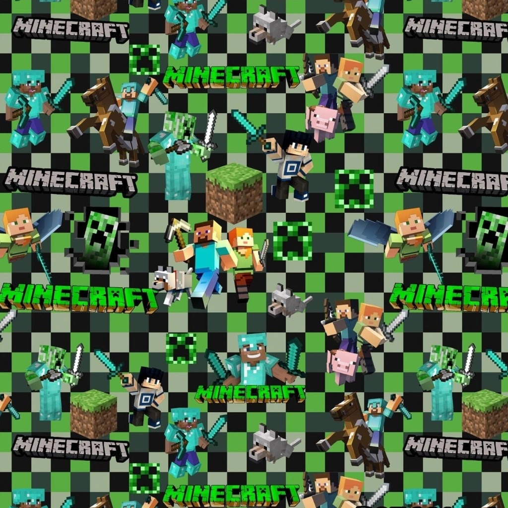 Teplákovina digital - Minecraft Squares zelená