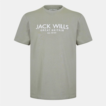 Jack Wills Мъжка тениска Jack Wills Carnaby Logo T-shirt Mens - Silver Sage