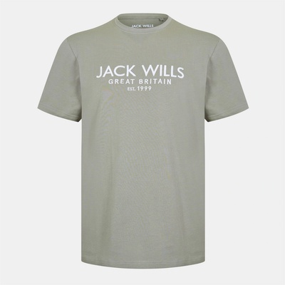 Jack Wills Мъжка тениска Jack Wills Carnaby Logo T-shirt Mens - Silver Sage