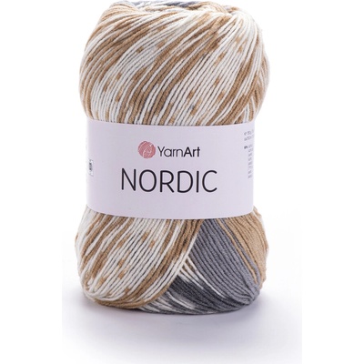 Yarn Art příze Nordic 657 karamelová, šedá a krémová