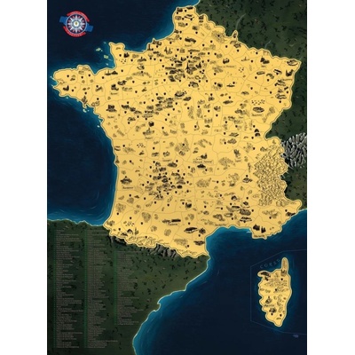 Stírací mapa Francie Deluxe - zlatá – Zboží Dáma