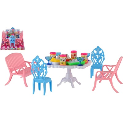 Teddies Nábytok pre bábiky/stôl a stoličky plast, 4 farby