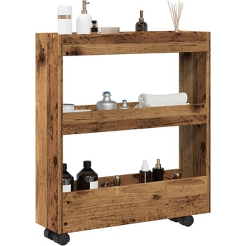 vidaXL Тясна количка за съхранение 3 нива старо дърво инженерно дърво (855248)