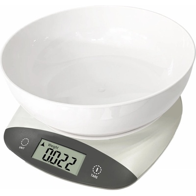 Rosberg Кухненска везна с купа Rosberg R51651Q, До 5 кг, Включени 2 x AAA батерии, LED екран, Сив (R51651Q gray)