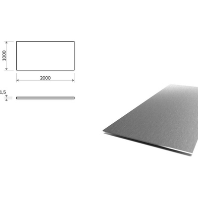 Nerezový plech kartáčovaný (1.4301/7) 1x2 m, tloušťka 1,5 mm + fólie