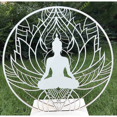 Obraz na zeď mandala a buddha - Klid: Přírodní překližka - Topol přírodní Rozměr 50 cm 3981-51959 PR0351