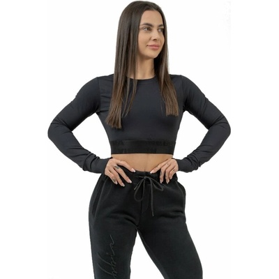Nebbia Long Sleeve Crop Top INTENSE Perform Black M Фитнес тениска