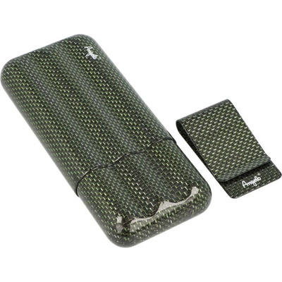 Angelo carbon pouzdro na 3 doutníky zelené 16 cm