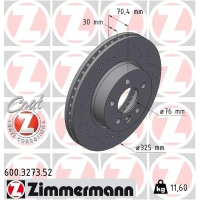 Brzdový kotúč ZIMMERMANN 600.3273.52 (600327352)