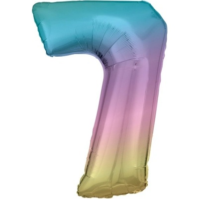 Amscan BALÓNIK fóliový číslo 7 pastelovo dúhové 86cm