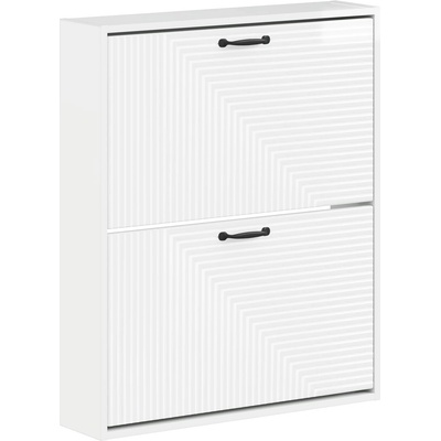 vidaXL Стенно шкафче за обувки HAARLEM 71 x 17 x 86 см Бял гланц (896859)