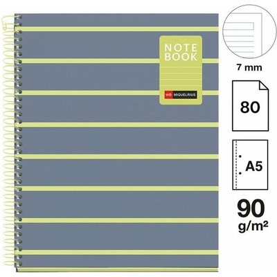 Poznámkový blok Between the Lines NB-1, A5, 90g, karton, 80 listů, linka, Lemon