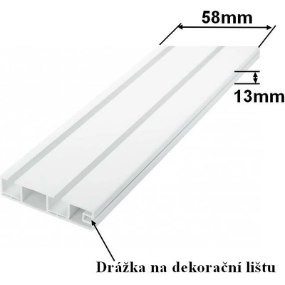 GARNÝŽE-HEBR Stropní kolejnice 120cm dvouřadá PVC bílá