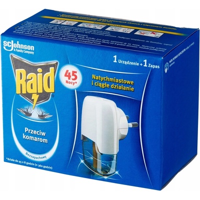Raid Elektrický odpařovač s tekutou náplní proti komárům růže a santalové dřevo 45 nocí 27 ml