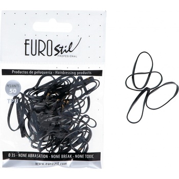 Gumičky do vlasov Eurostil Profesional TPU Hair Elastics For Hairstyles - čierne, 50 ks (06809)