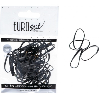 Gumičky do vlasov Eurostil Professional TPU Hair Elastics For Hairstyles - čierne, 50 ks (06809)