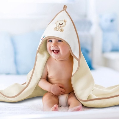 Akuku osuška 100x100 bežová s medvedíkom