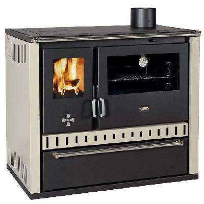 Sporák na tuhá paliva PRITY GT FI S DR, nerezová trouba, slonová kost, pravá