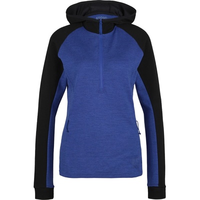 Stoic Дамски вълнен пуловер Stoic Women's Merino260 StadjanSt. 3/4 Zip w. Hood Merino hoodie - Black / Twilight Blue Melange - размер XS (105-3861-0511)