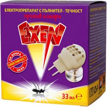 Exen Електрически уред против комари Exen - Течен пълнител, 33 ml, 45 нощи (9962)