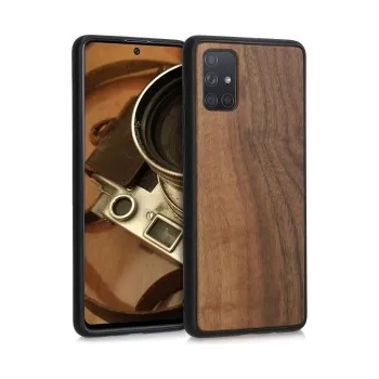 Image 1 of kwmobile Дървен калъф за Samsung Galaxy A71 - тъмнокафяв