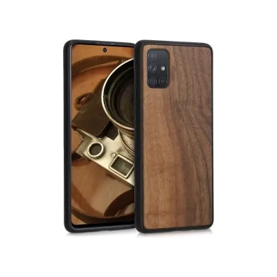 kwmobile Дървен калъф за Samsung Galaxy A71 - тъмнокафяв