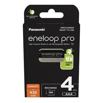 Panasonic Акумулаторна батерия AAA micro, 4x930 mAh Ni-MH, PANASONIC "Eneloop Pro" BK4HCDE-4BE-N (BK4HCDE-4BE-N)