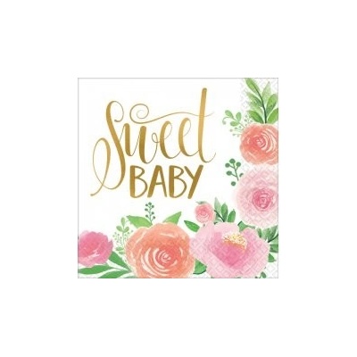 Amscan papírové ubrousky Sweet baby 16ks 33x33cm